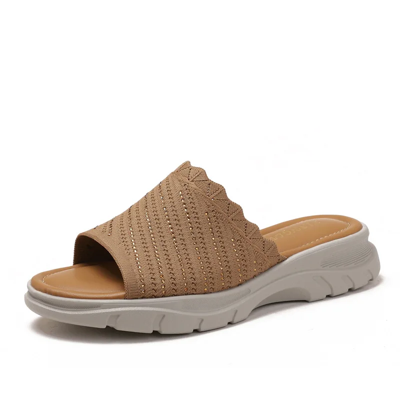 Ultra Light Water Friendly Knit Slippers Non Slip Southeast Asia New Wedge Comfortable Casual Beach  Slippers