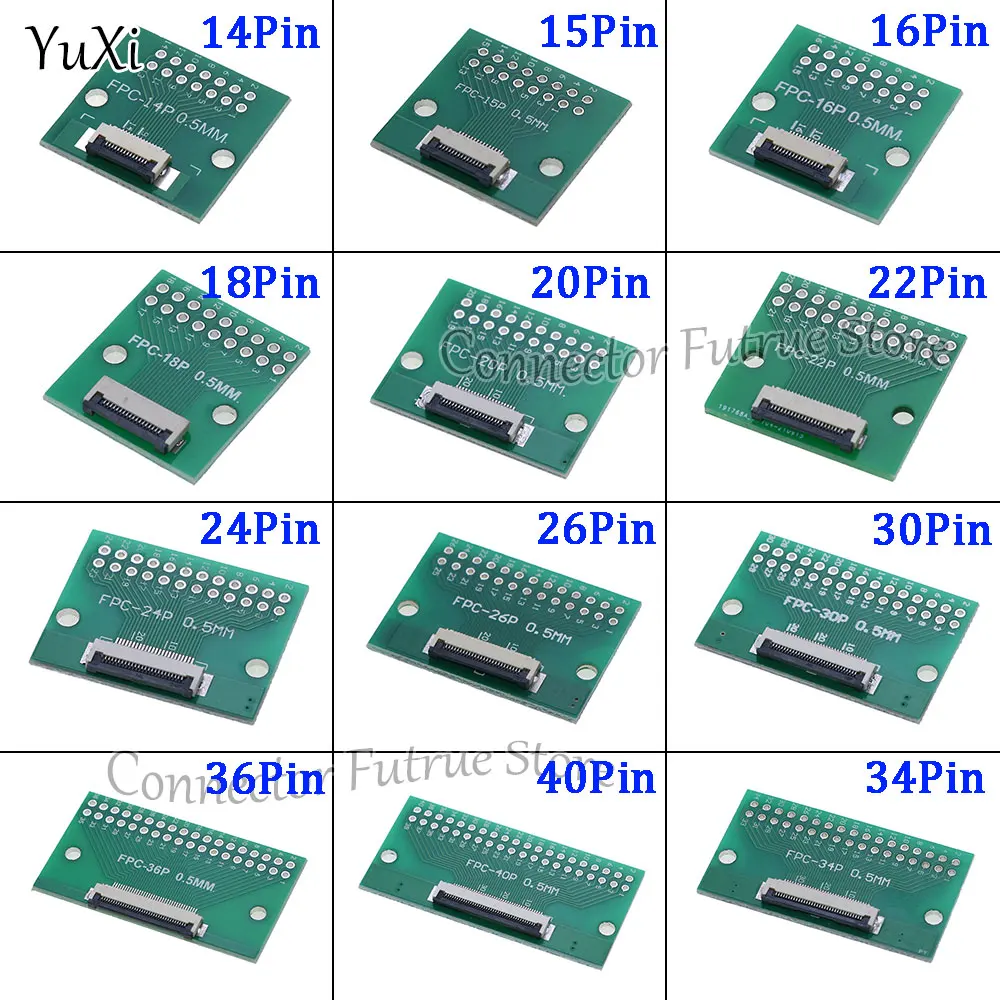 YuXi 20Pcs FPC FFC Flexible Cable Adapter Board 0.5mm Pitch Connector SMT to 2.54mm 4P/6P/8P/10P/12P/14P/15P/16P/18P/20P