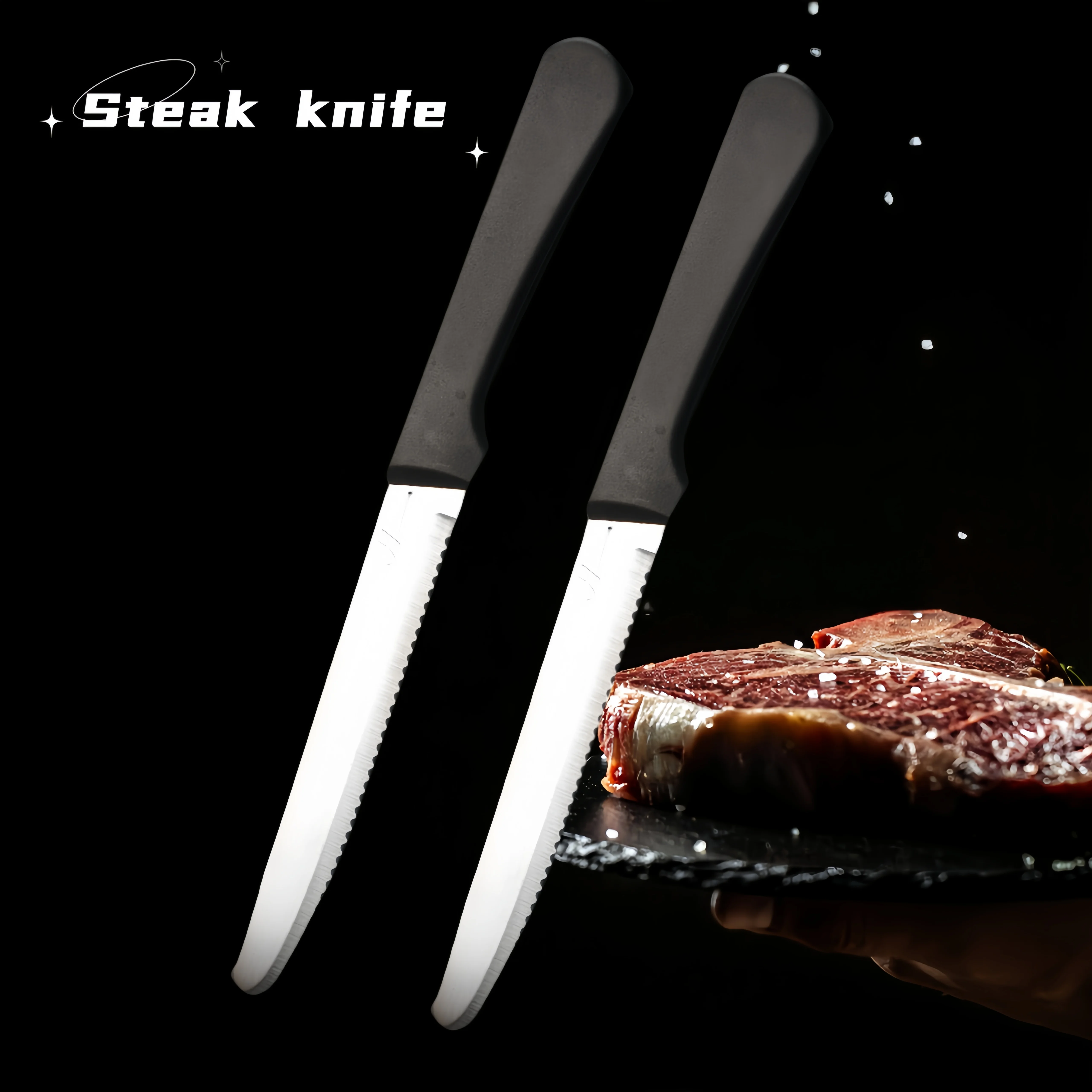 Steak Knives Set Cutlery Set 1~8 Pcs Full Tang Stainless Steel Sharp Serrated Dinner Knives Set Dishwasher Safe For Meat Bread