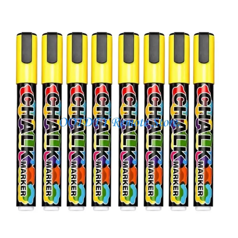  Glass Window Sign Marker Set, 8 Pack Liquid Chalk Wet Erase Markers with 6 Mm Fine Tip for LED Board Display Writing