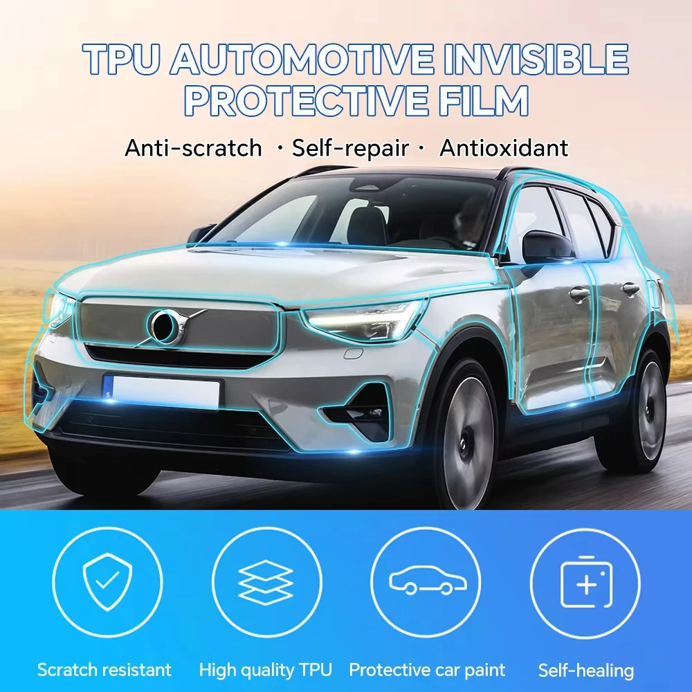 For Volvo XC40 Recharge 2023 2024 2025 TPU Pre-cut PPF Scratch-resistant Front Bumper Hood Engine Transparent Protective Film