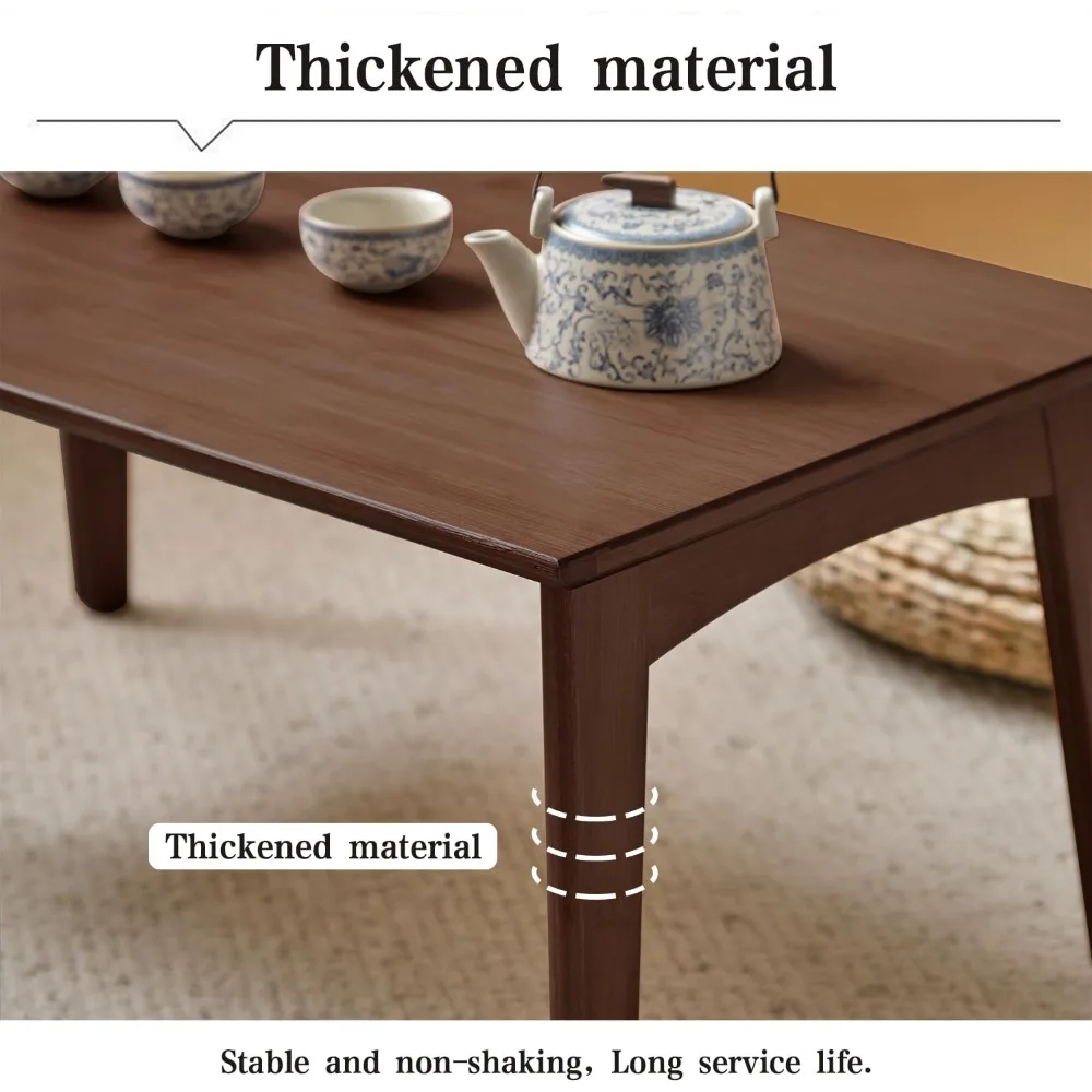 طاولة قهوة قابلة للطي من الخيزران - لمسة نهائية من خشب الجوز، لا حاجة للتجميع، 26 × 15.8 × 11.8 بوصة، مناسبة لغرفة النوم أو استخدام طاولة الشاي المنخفضة #5