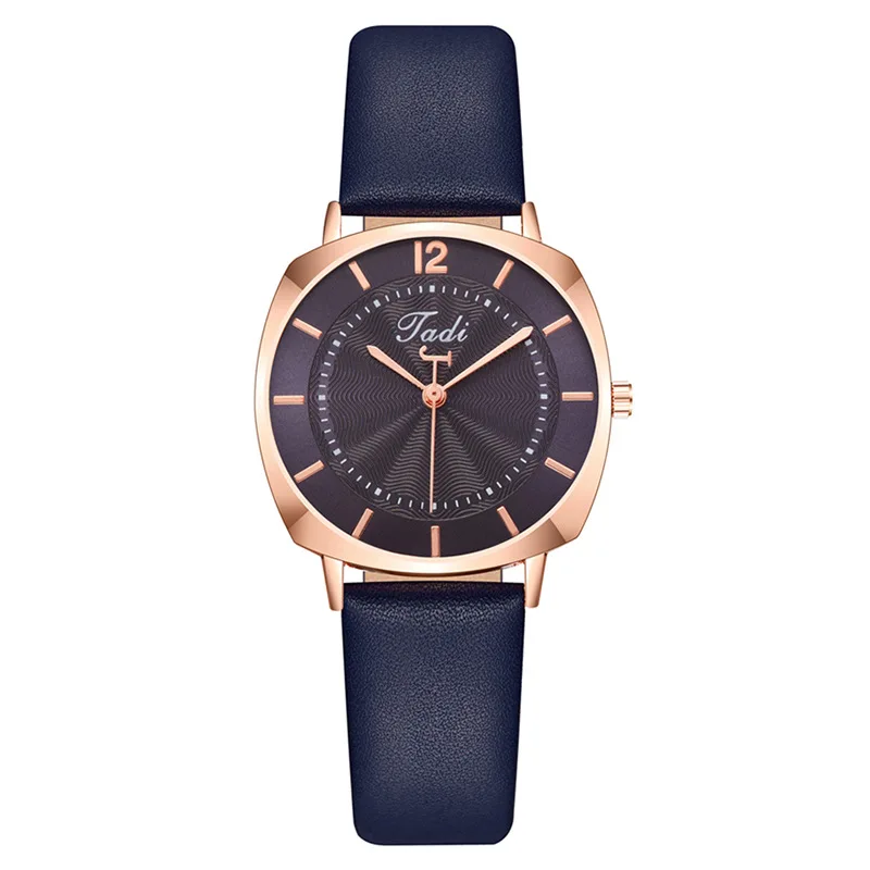 Square belt fashionable women's watch with leather strap, quartz watch for women in stock