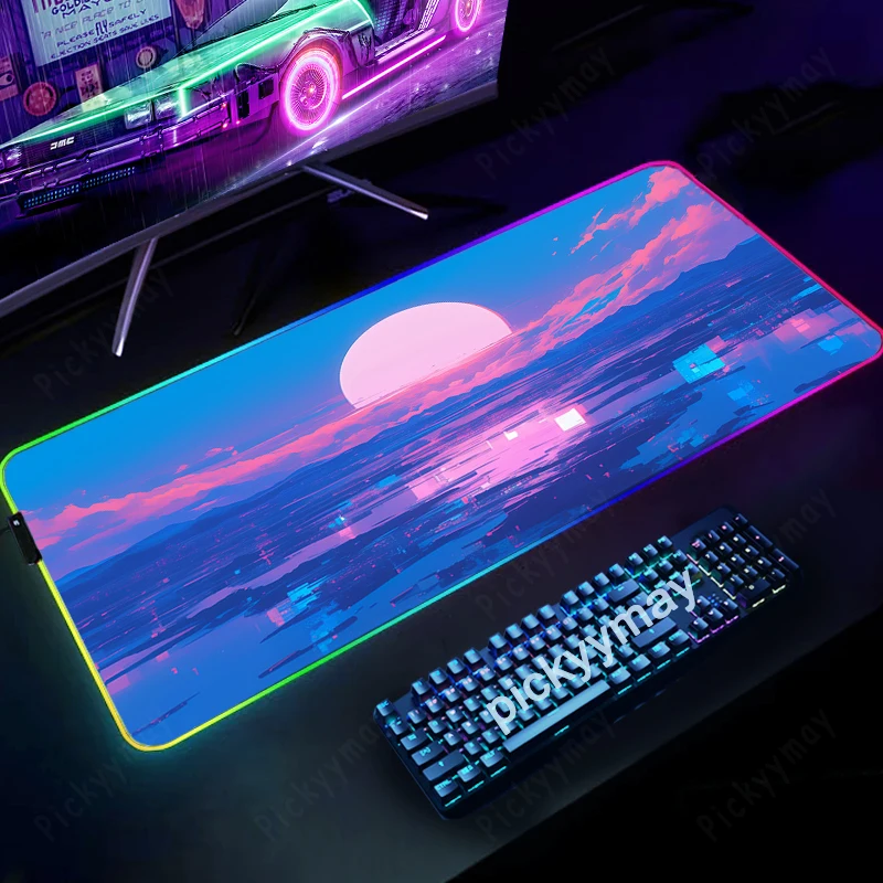 

Aesthetic LED Gaming Mousepads Large Backlight Desk Mat Landscape Gamer Mousepad RGB Mouse Pad Luminous Mouse Mat XXL Deskpads