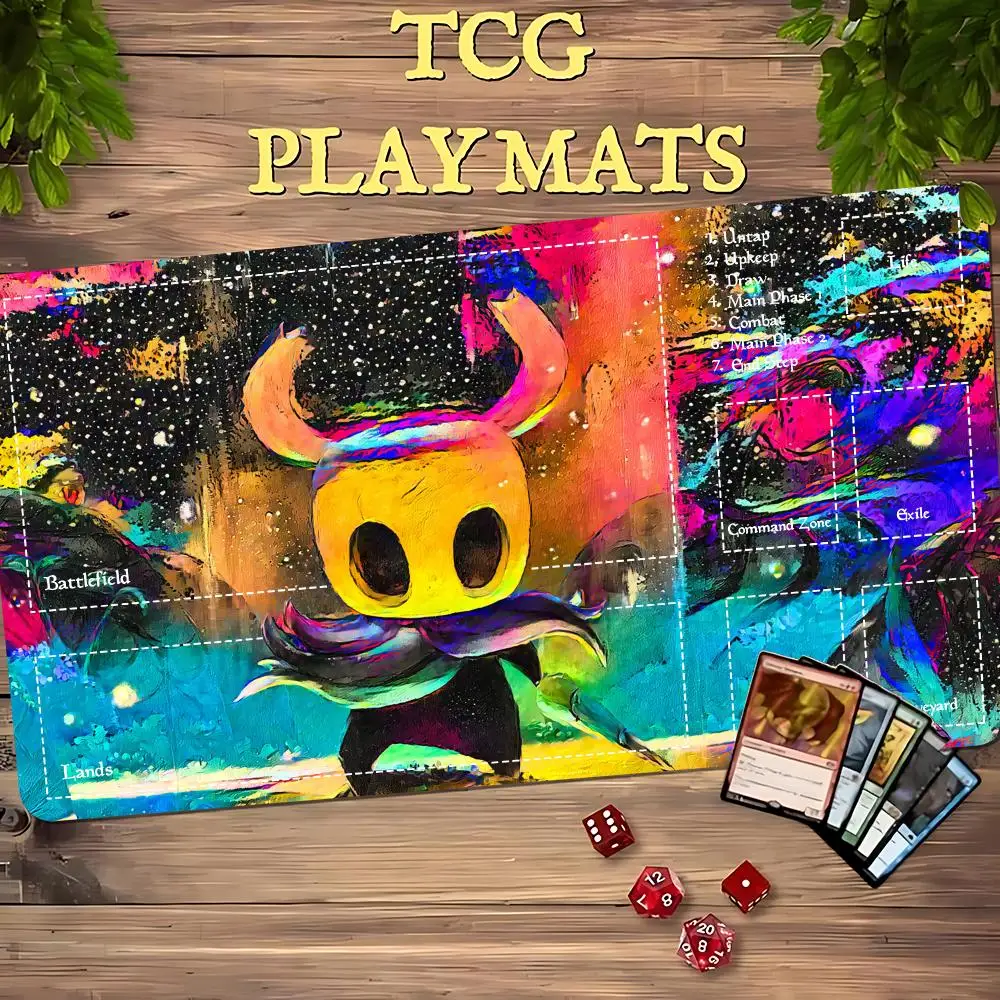 Retro Comic Mystic Wizard TCG Playmat 60X35CM MTG Battle Mat Game Zones Non‑Slip Durable Stitched Edge Card Game Playmat