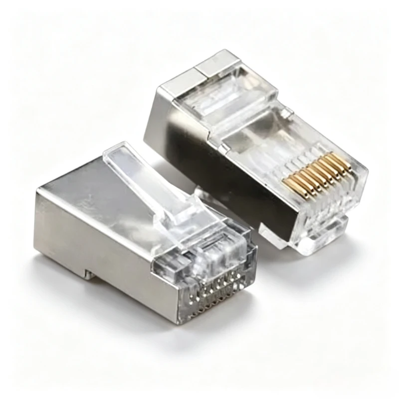 100PCS Shielded RJ45 Modular Plug 8P8C Gold Plated Crystal Connector For CAT5 CAT5E CAT6 CAT6A Ethernet Network Cable Crimp Head
