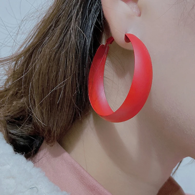 Big Hoop Earrings For Women Punk Exaggerated Fluorescent Color Earings Fashion Jewelry Statement Trendy Ring Earrings Jewelry