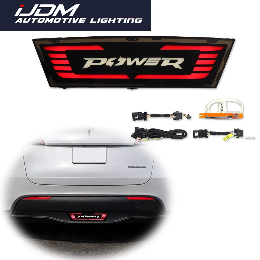 

For Tesla Model Y 2020 2021 2022 2023 2024 Towing Hitch Cover Rear Bumper LED Brake Tail Light Rear Fog Light Turn Signal Light