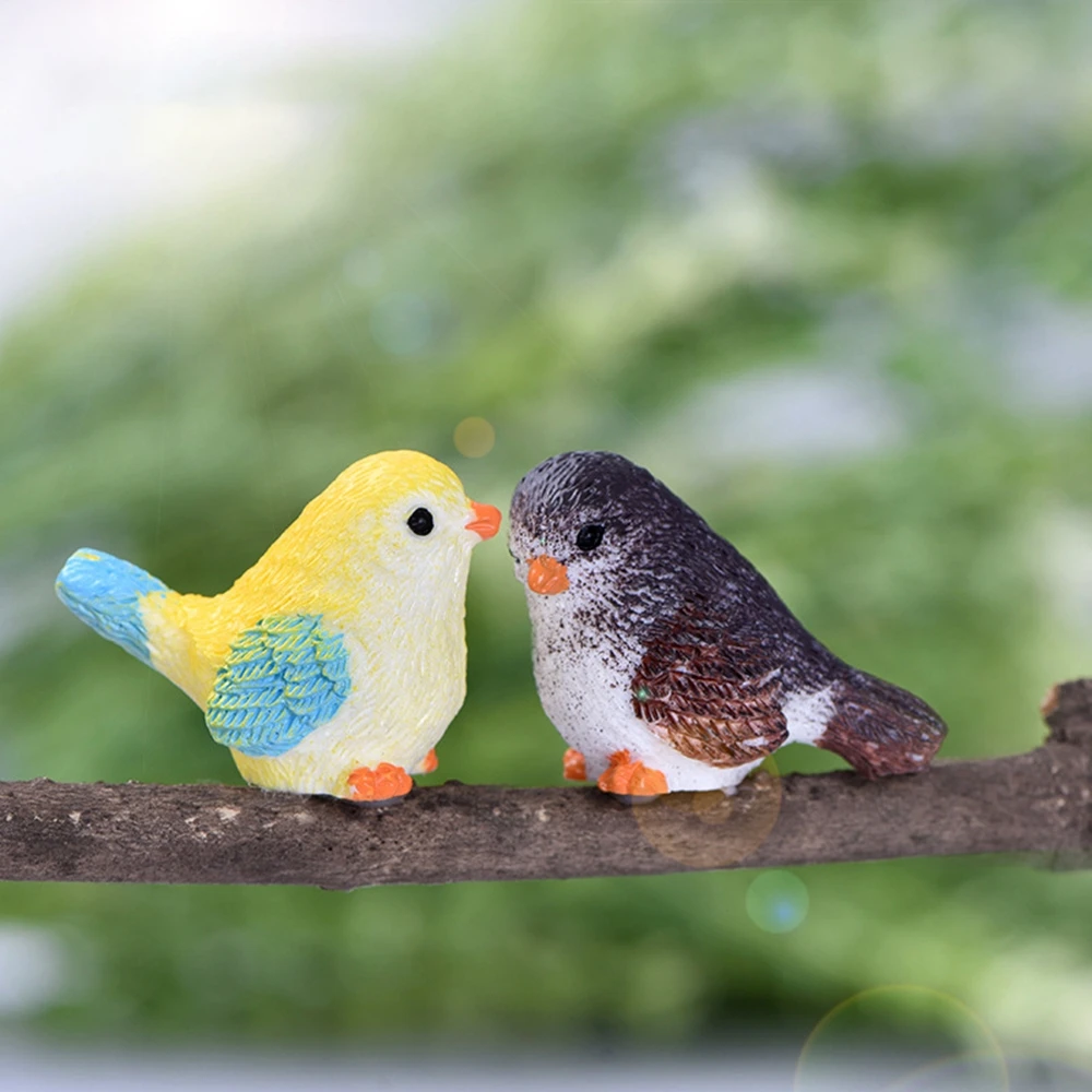 Figuras en miniatura de pájaros pequeños para decoración del hogar, adornos de cristal de modelo de Animal, casa de muñecas, decoración de jardín de hadas, Micro paisaje, 4 piezas por juego