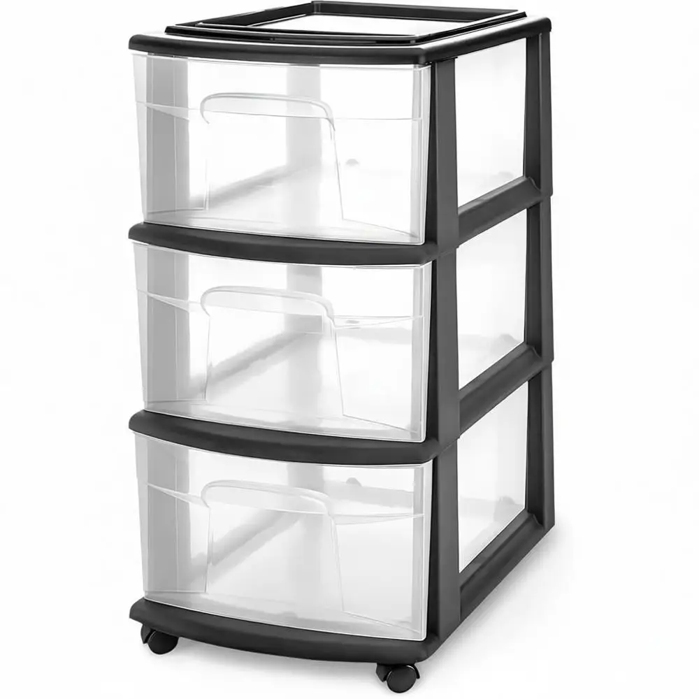

3-Tier Clear Plastic Storage Organizer Cart with Wheels for Home, Bathroom, Bedroom, Office, Classroom