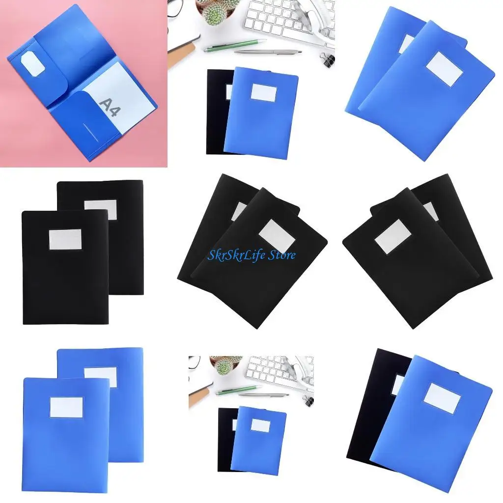 

E65E 2 шт. Папка для файлов Папка с двумя карманами и прозрачным окном для этикеток, бумажные папки формата Letter Папка для для