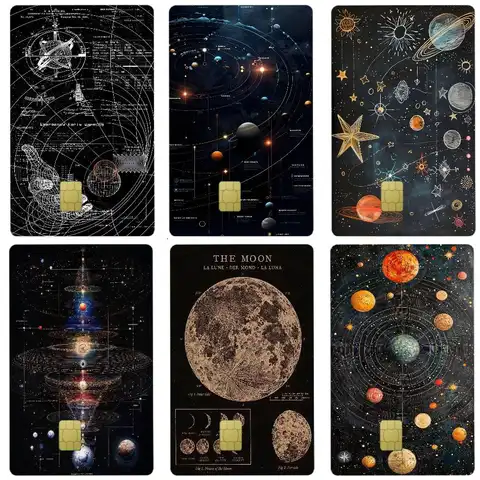 Vintage Space Astronomy Solar System Map Moon 1 Set Of 4 Pcs Shell Ultra Thin No Fade Sticker Skin Cover Film For Credit Card