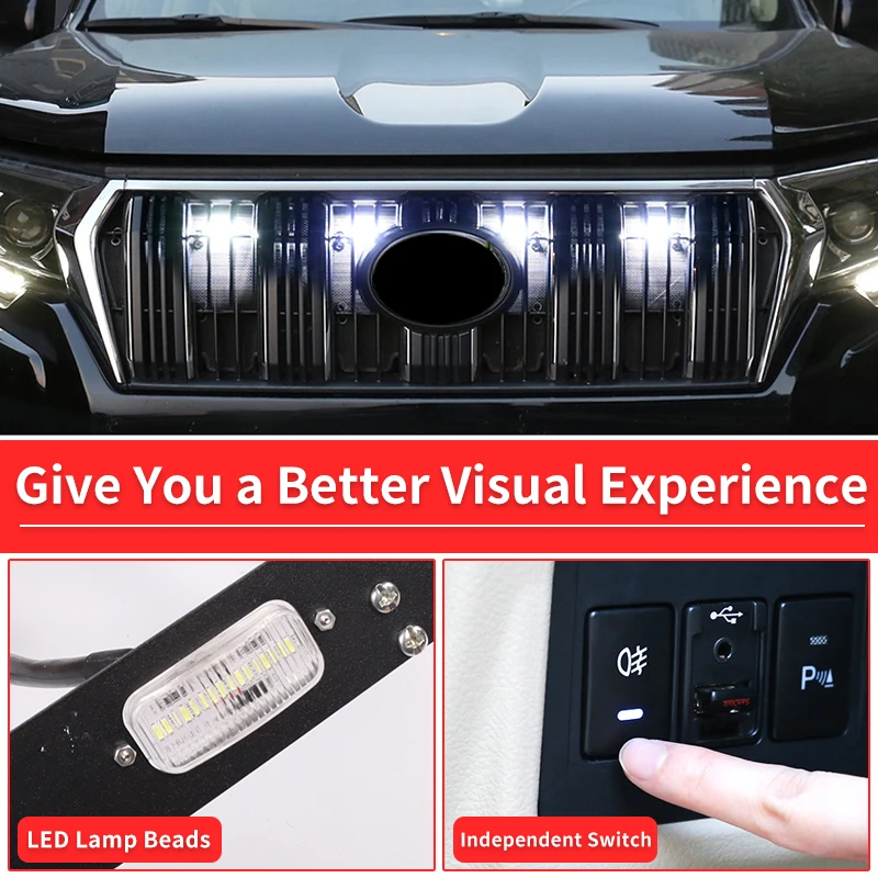 2014-2021 For Toyota Land Cruiser Prado 150 LC150 Modification Accessories Led Light Central Grille Clearance Lamp Width Lamp