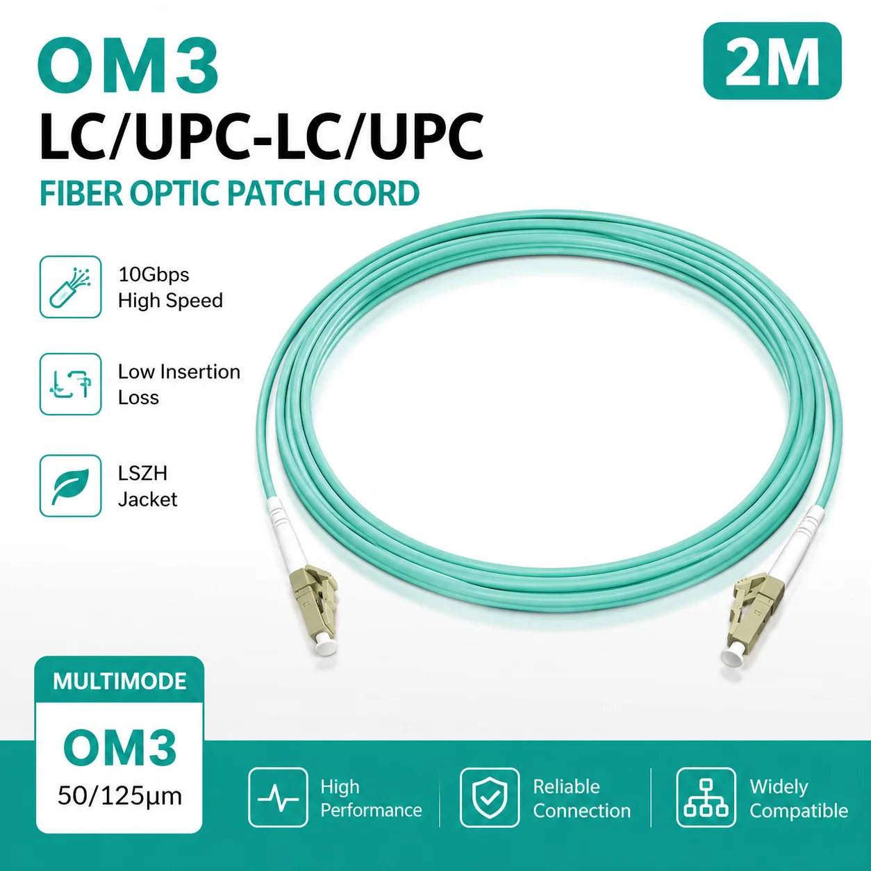 1/10pcsFiber Optic Cable 2M OM3 LSZH LC/UPC -LC/UPC Multi-Mode Single Core  Indoor FTTH Fiber Jumper For Networking High Speed