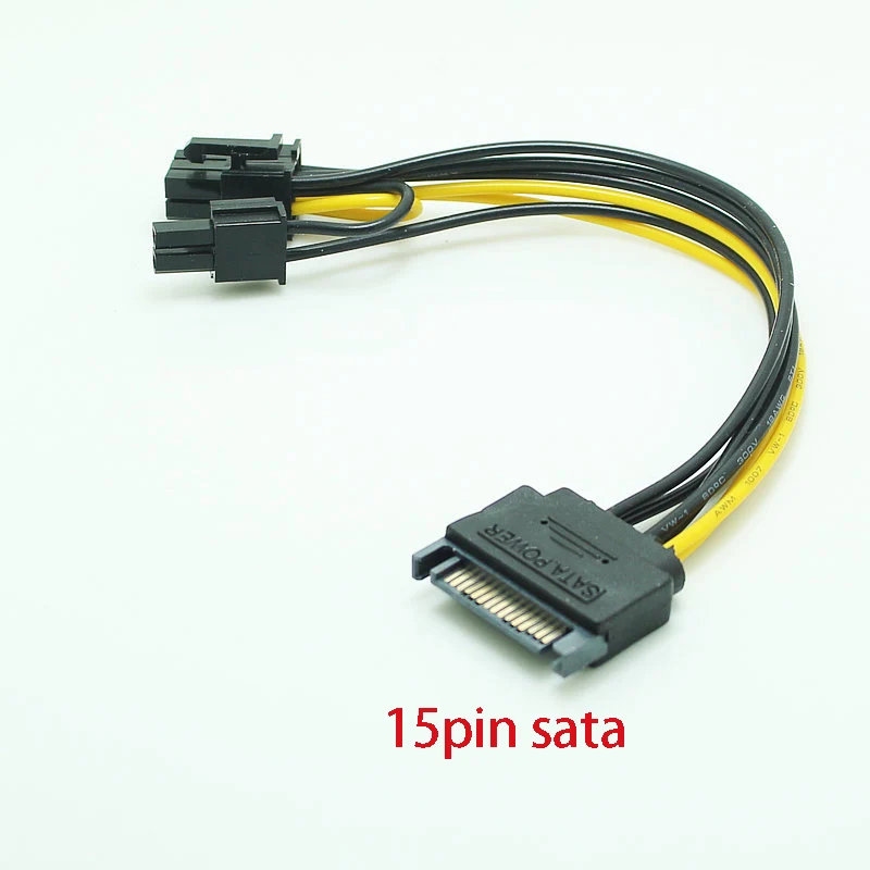 SATA 15PIN to 8Pin 6+2 Connect Cable Splitter Graphics Card Power Line Video Card Convert Wire Adapter GPU 6PIN+2PIN Extend Cord