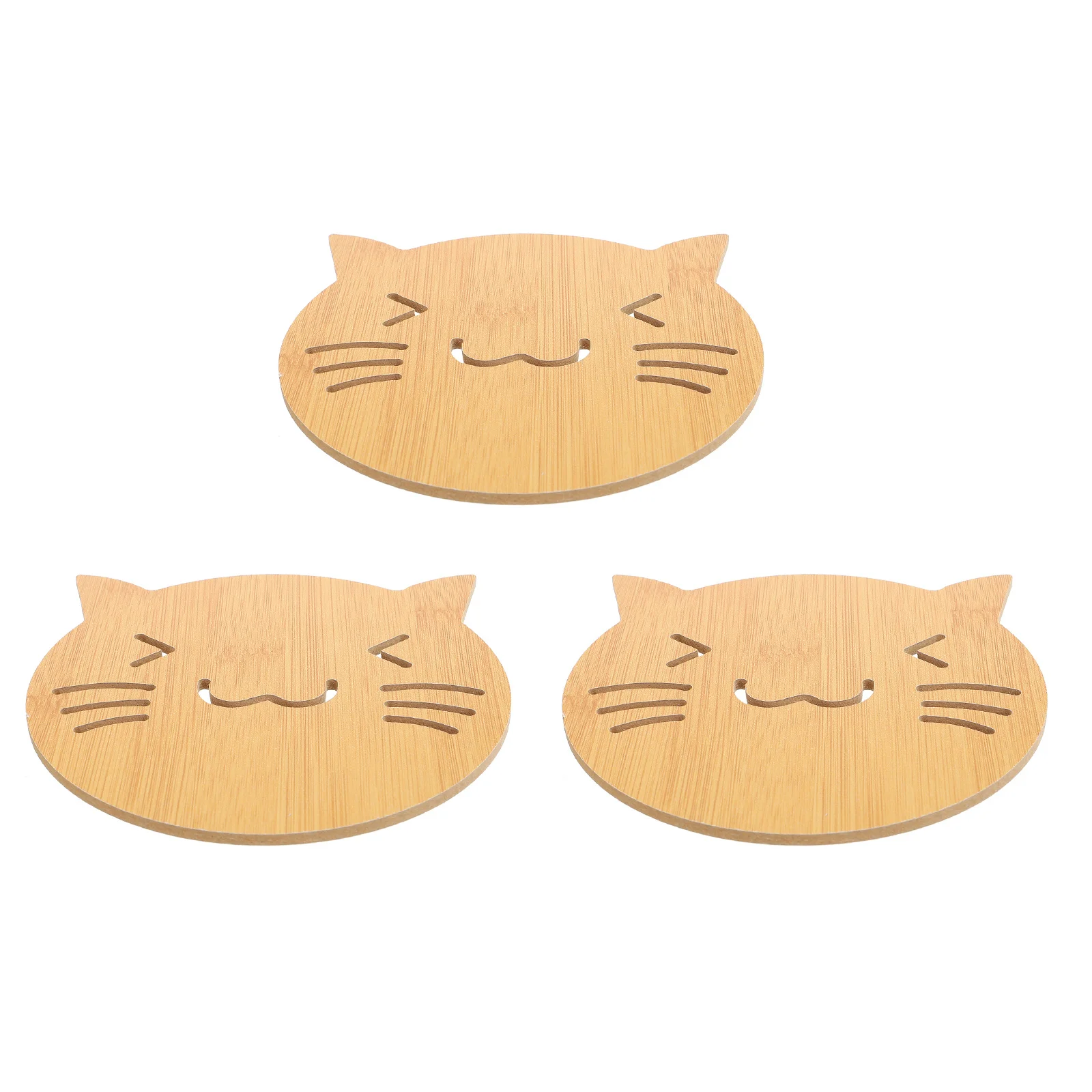 Posavasos de madera para tazas navideñas, posavasos redondos antideslizantes y resistentes al calor, vajilla con patrón de animales de dibujos animados, 3 uds.