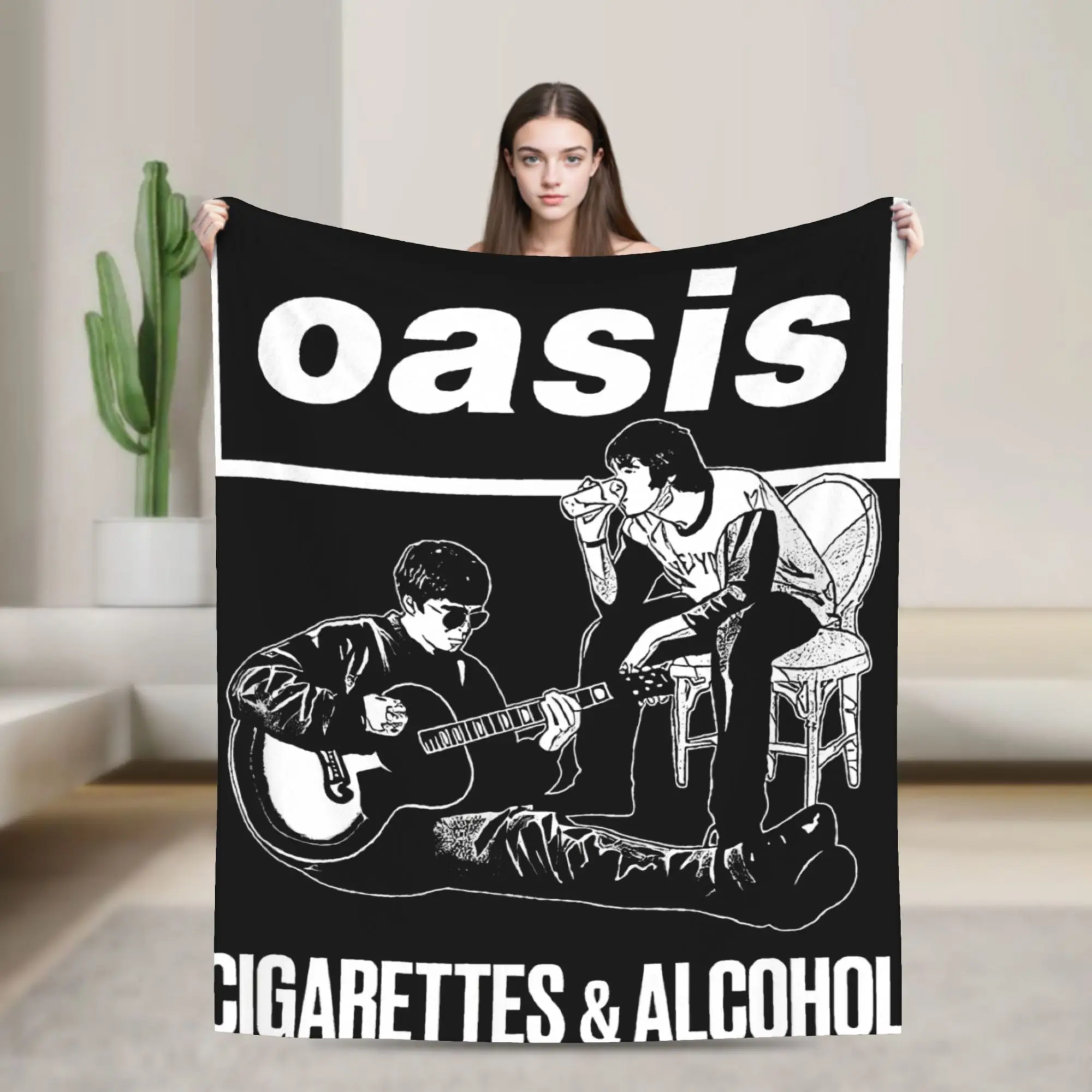 O-Oasis Rock Blankets Band Flannel Funny Soft Throw Blanket for Coverlet All Season