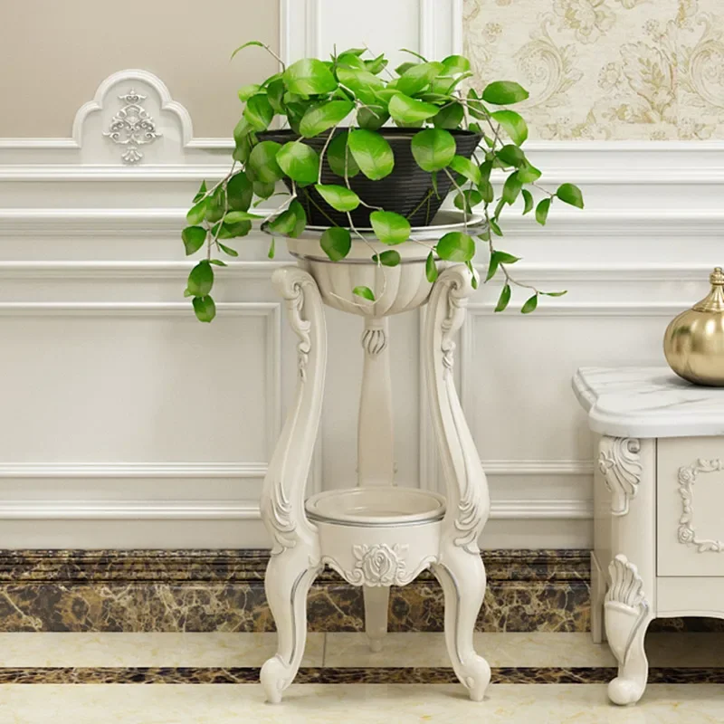 European Type Indoor Flowerpot Stand Multi-layer Painted Gold Flower Stand White Floor Living Room Balcony Storage Rack