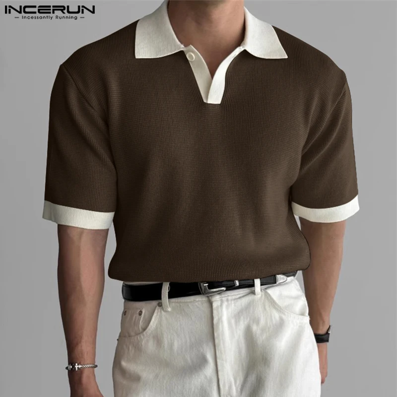 2024 Men Shirt Patchwork Lapel Short Sleeve Summer Fashion Casual Men Clothing Streetwear Korean Style Male Shirts S-5XL INCERUN