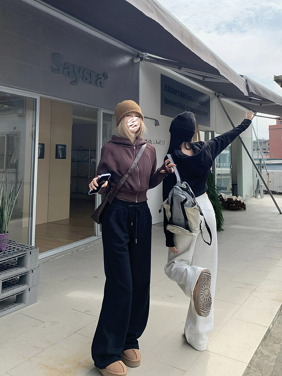 

Korean style Drawstring elastic waist casual pants women's loose wide-leg pants floor-mopping pants long pants