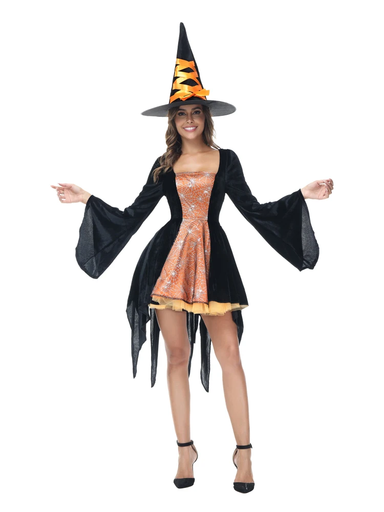

Witch Costume for Women Halloween Costumes Gothic Short Witch Dress