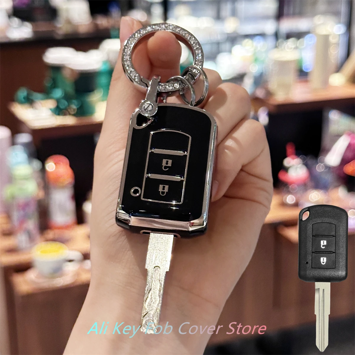 Key Fob Cover with Keyring Car Keychain Lanyard for Mitsubishi ASX ASH Outlander Lancer EX Galant Pajero L200 Car Key Case Cover