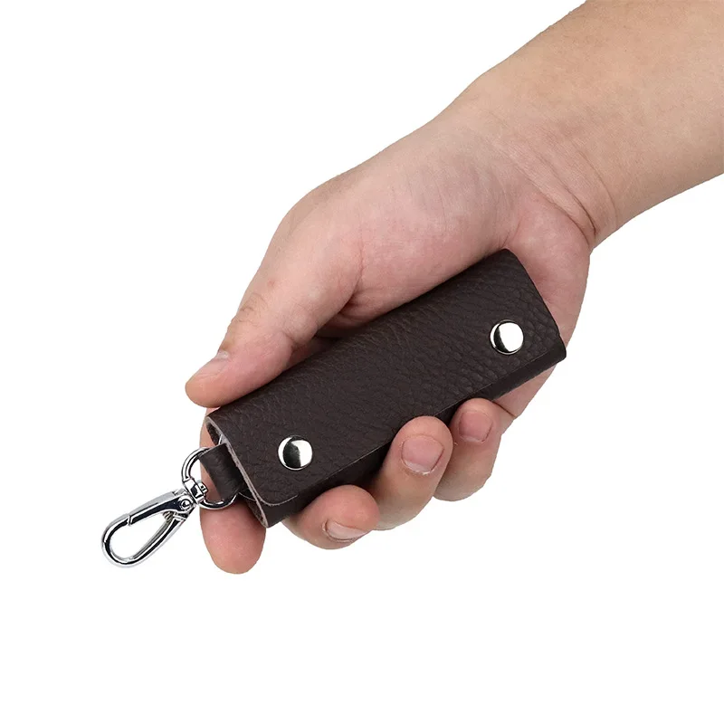 Men's Portable Genuine Leather Keychain Pouch - Fashion Zipper Pouch Bag, Multifunctional Durable Housekeeper Organizer ﻿ image 3