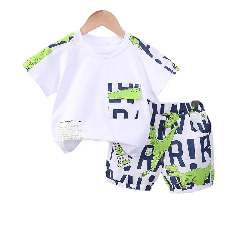 New Summer Baby Boy Kids Clothes Letters Children Clothing Suit Tops Short-sleeve T-shirt Pants 2pcs/set Sport Infant Clothing