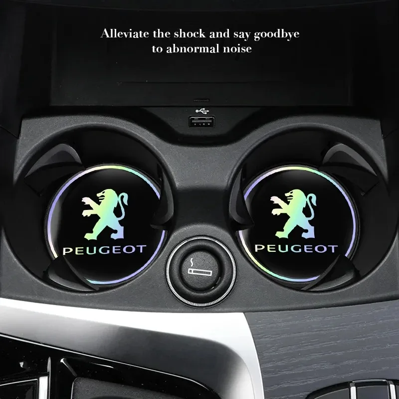 2PCS Creative Laser Peugeot Car Water Cup Pad Non-slip Cup Holder Coaster for 208 308 307 407 2008 3008 408 508 5008 RCZ