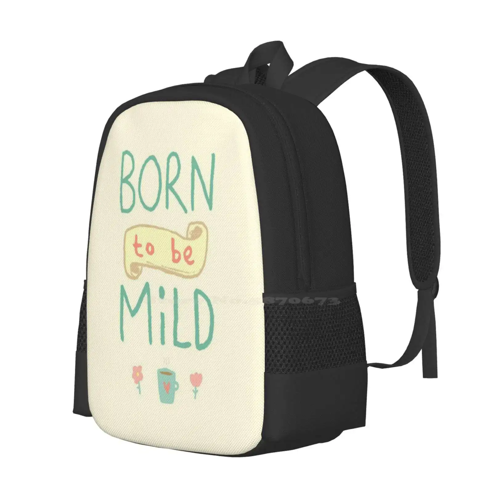 Mild Thing New Arrivals Unisex Bags Student Bag Backpack Mild Thing Born Wild Play Words Pun Text Typography Funny Silly Cute