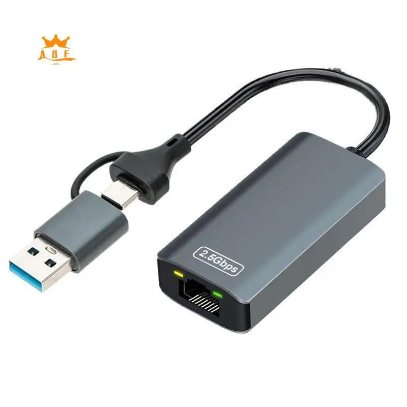 A08E-2500Mbps USB 3.0/Type C To RJ45 2.5G Ethernet Adapter LAN Converter Hub For Win7/8/10 For PC Laptop