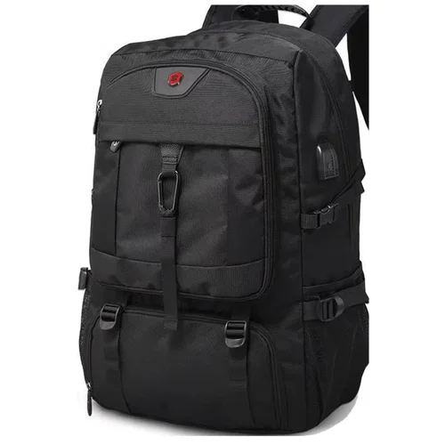 Imagen 2 del producto Mochila de viaje grande de 50L y 80L para hombre, compartimento para zapatos separado, bolsa de negocios para deportes al aire libre, mochilas de almacenamiento negras impermeables para hombre