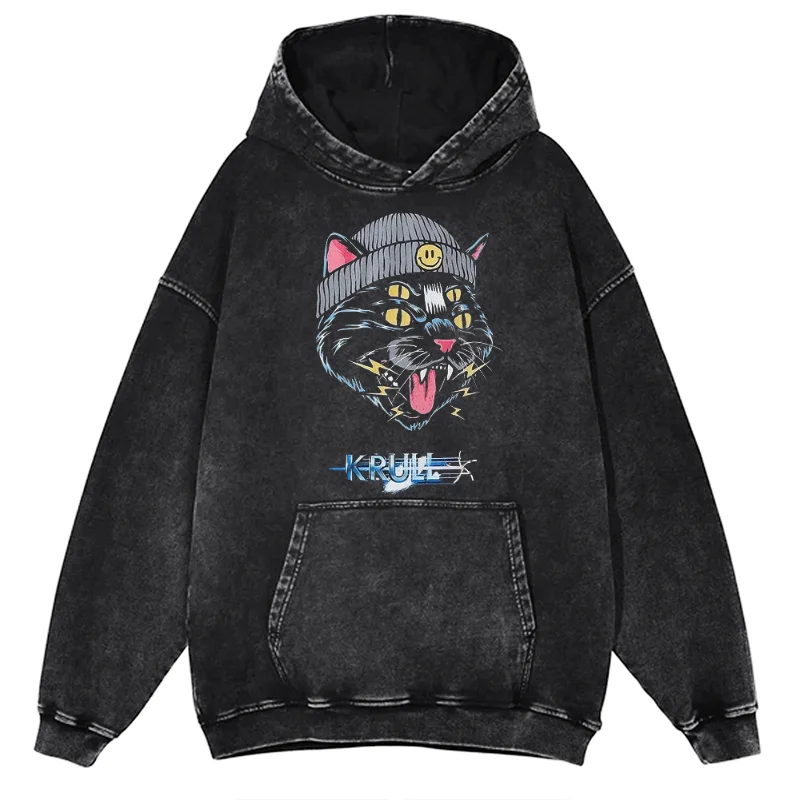 Pure Cotton Material Hoodies for Men Washed Denim Sweatshirt Hoodie Krull Pattern Design  Y2k Costume Unisex Montclair Anime