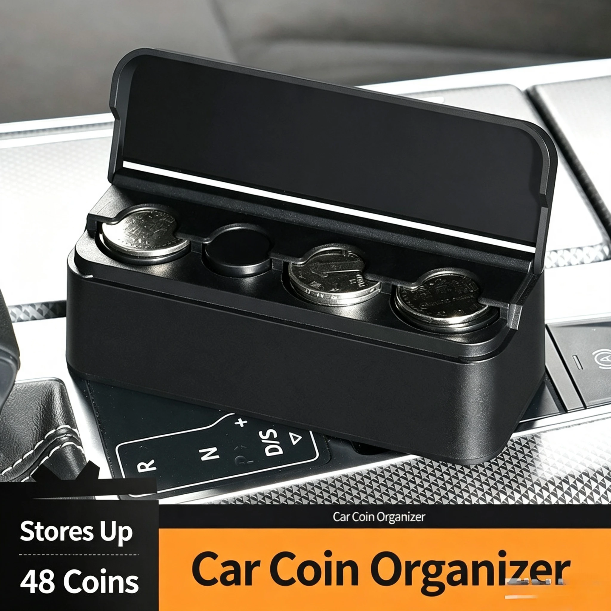 Auto Coin Storage Organizer Box, Practical Vehicle Change Money Holder, Car Interior Accessories for Storing Coins Small Change