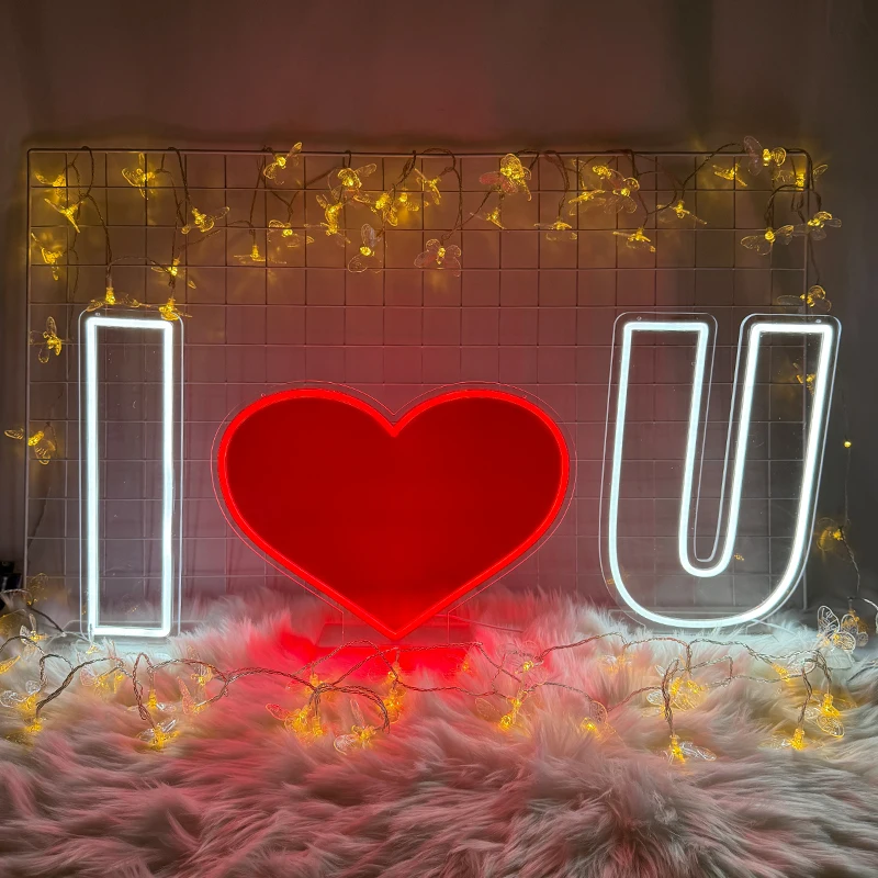 Creative Atmosphere Neon Light Red Heart LED Sign Lamp Lighting Indoor Home Wall Decoration for Wedding Birthday Festival