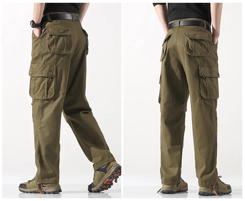 Multiple Pockets Baggy Pants Men's Outdoor Sports Jogging Tactical Pants Cotton Solid Casual Cargo Pants Y2k Men Clothing