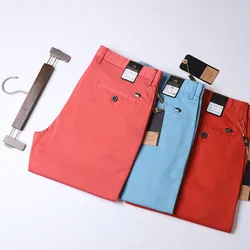 Thin Summer Solid Color Suit Pants Men Straight Korea Style Clothes Red Business Trousers Men Dress Office 2021