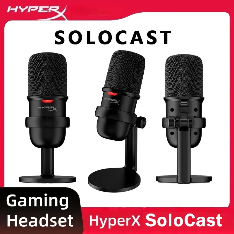 Microphone de jeu HyperX SoloCast Pro, microphone � condensateur USB avec capteur de d�sactivation sonore par pression pour ordinateur/PC/PS