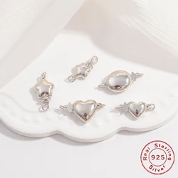 S925 Sterling Silver Heart-Shaped Star Connectors Necklace diy for Jewelry Making Supplies Accessories Wholesale SV10
