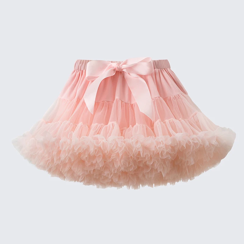 DE PEACH Baby Kids Puffy Tutu Skirts For Girls Lace Tulle Pettiskirt Skirt Children Princess Ballet Dance Party Fluffy Skirt