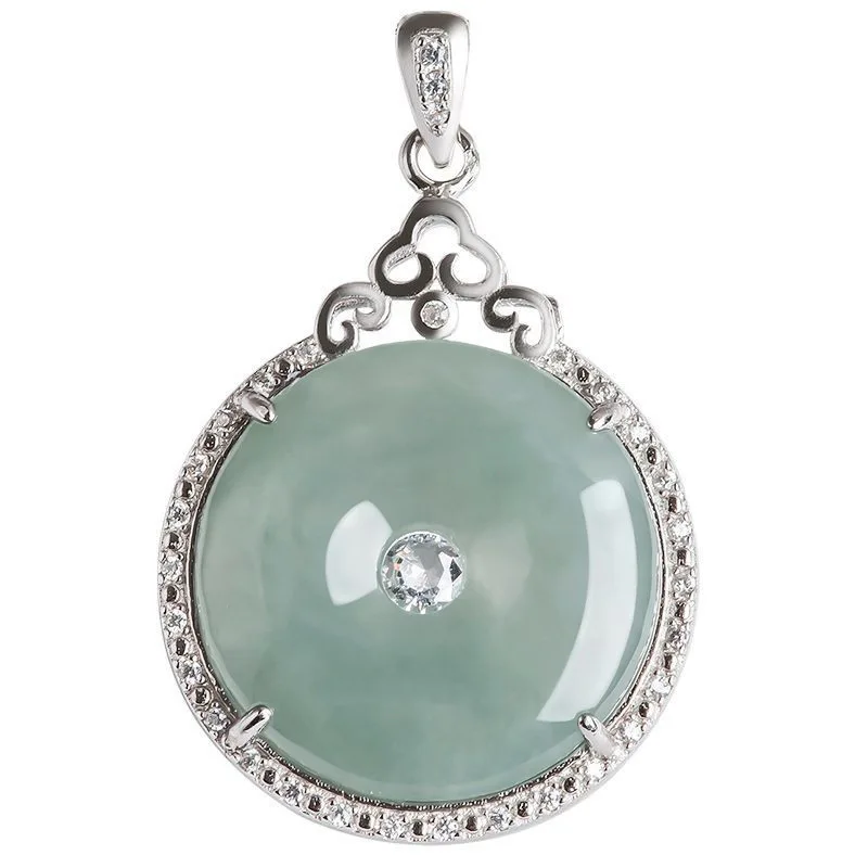 

Exquisite Jade Peace Circle Pendant, Sparkling Zircon, Elegant Women's Necklace Jewelry