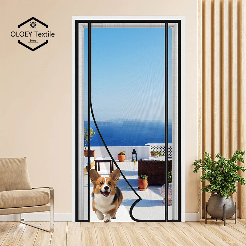 

Black Magnetic Door Screen Mosquito Net Mesh Customized Size Fiberglass Mesh Detachable and Washable Pet Door Bedroom Door