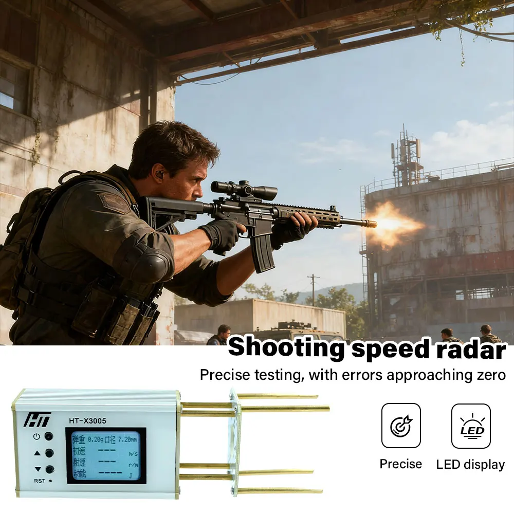 1-999 เมตร/วินาทีความเร็วเมตรสําหรับยิงความเร็วเมตร Ball Velocity Energy การวัดการถ่ายภาพ Chronograph Bullet เครื่องทดสอบความเร็ว HT-X3006