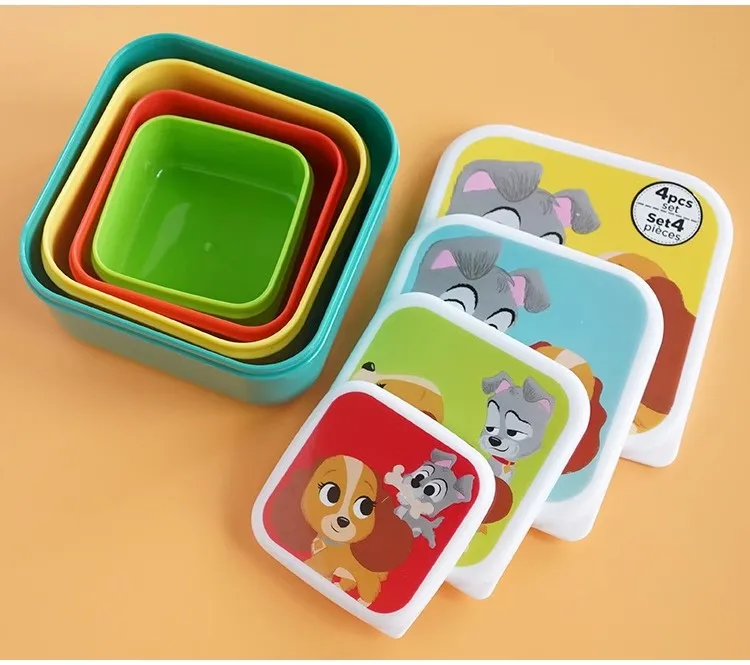 Nette Cartoon Tier Muster Bento Box kinder Tragbare Obst Box Kinder Mini Snack Box Lunch Box 4 teile/satz – Detail 8
