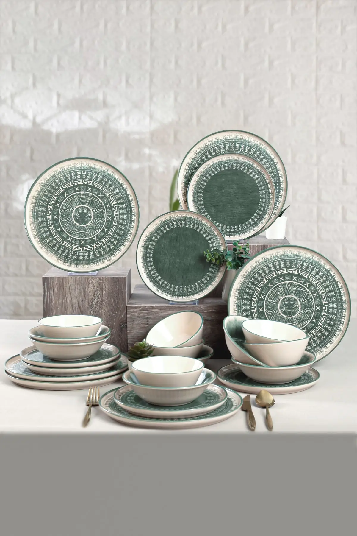 Ceramic Dinner set 24 Parça 6 Personality Ethnic Pattern Dinner set Lux Dinner set