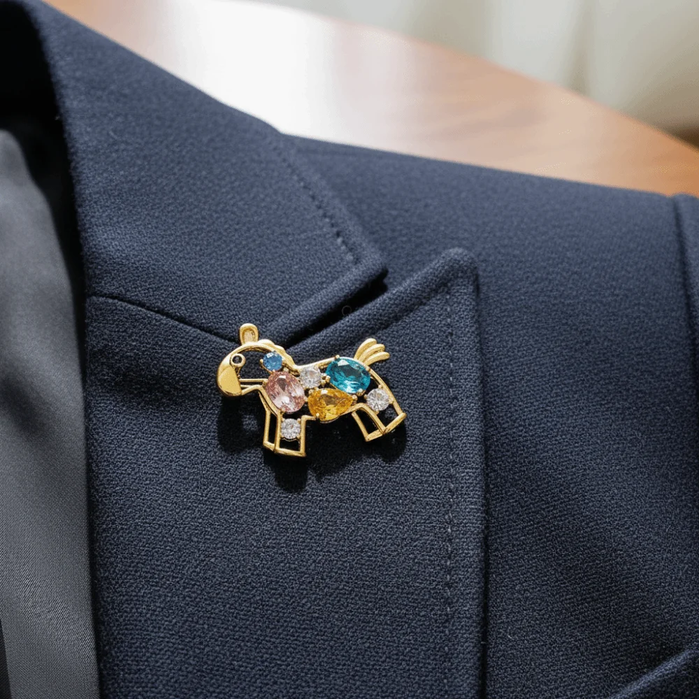 أنيق ضوء فاخر زودياك الحصان بروش أناقة Understated كريستال بروش الكرتون رائعة الحيوان بروش للجنسين بروش #5