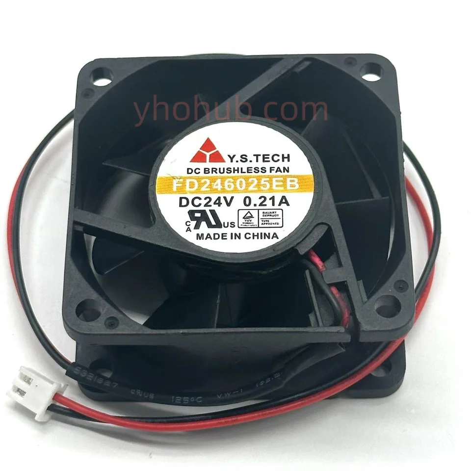 Y.S.TECH FD246025EB DC 24V 0.21A 2-Wire 60x60x25mm Server Cooling