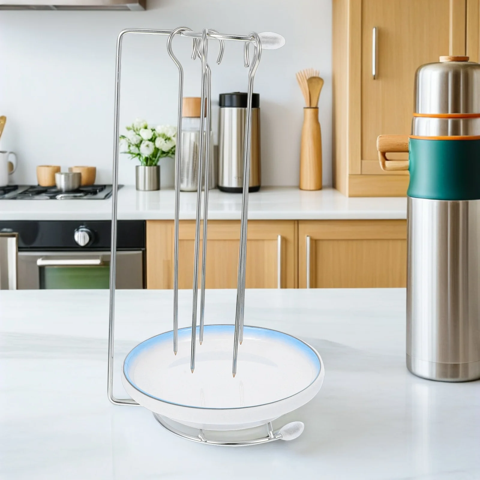 

Grill Kebab Hanger Skewer Display Rack Sign Bbq Skewers for Grilling Silver Stand