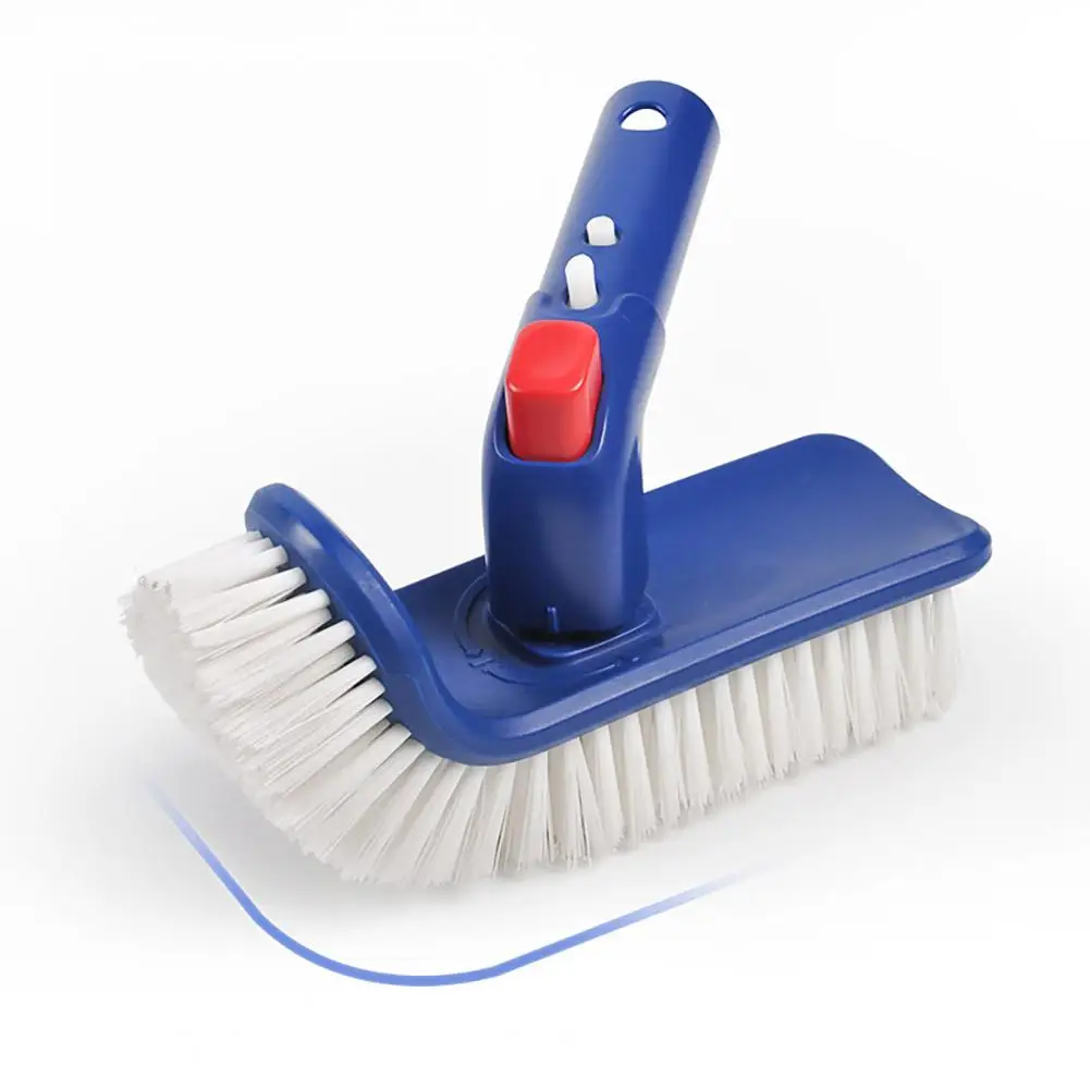 Pool Brush Swimming Pool Corner Brush with Hard Bristles 180-degree Rotating Handle Scrub Tool Durable Step Brush for Pools
