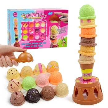 Ice Cream Stack Tower Toys para crianças, Jogos de equilíbrio, Simulação Food, Finja jogar, Montessori Educational Kitchen Toy, Baby Gifts